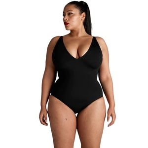 TA3 Sculpting Plungey Black One Piece Swimsuit (XL, Short)